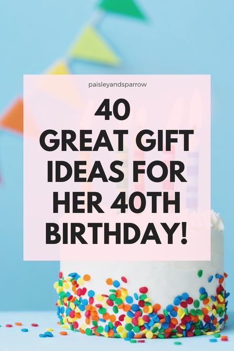 40 great gift ideas for her 40th birthday! Give a unique and fun birthday gift to celebrate a milestone birthday. List Of 40 Gifts For 40th Birthday, 40 Ideas For 40th Birthday, Moms 40th Birthday Ideas Gift, Daughter 40th Birthday Gifts, Fun 40th Birthday Gifts For Women, 40th Birthday Party Ideas For Women Diy, 40th Birthday Gifts Women, Women’s 40th Birthday Gift, 40th Birthday Ideas For Best Friend