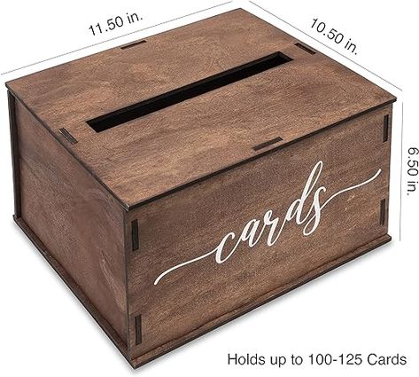 Card Box with Slot & Lid | Decorations for Reception for Wedding Gifts & Money | Baby & Bridal Shower, Graduation - Standard Size Reception For Wedding, Wedding Gifts Money, Wood Wedding Card Box, Wooden Card Box Wedding, Decorations For Reception, Rustic Card Box Wedding, Wooden Card Box, Rustic Wedding Cards, Wedding Card Box