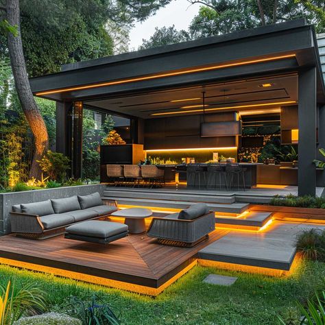 10+ Contemporary Garden Designs for Modern Homes • 333+ Art Images Backyard Goals, Contemporary Garden Design, Modern Outdoor Kitchen, Rooftop Design, Patio Fence, Modern Backyard Landscaping, Outdoor Living Design, Desain Lanskap, Farmhouse Ideas