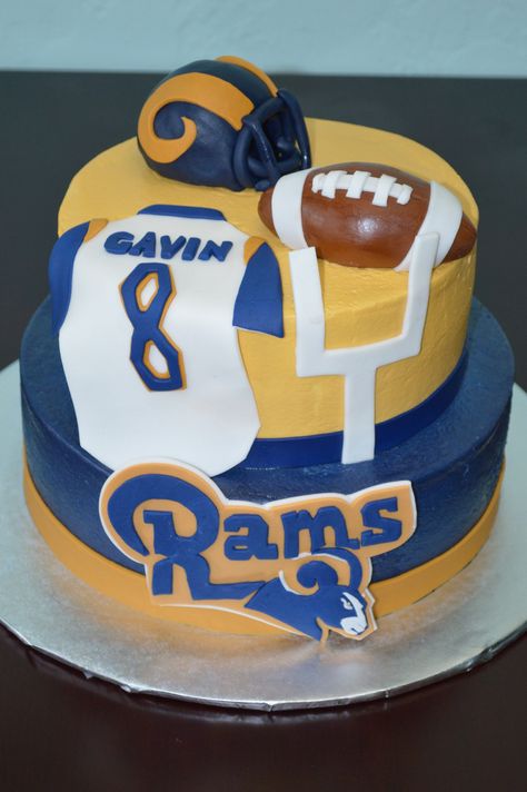 Stl rams cake Rams Cake Ideas, La Rams Cake, Rams Cake, Rams House, Boys 8th Birthday, Dq Cakes, Football Baby Shower, Glam Kitchen, Cupcake Decor