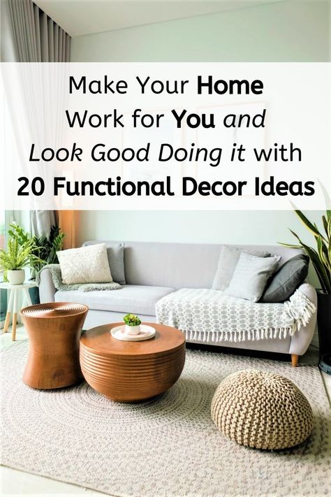 Decorating can be a lot of fun. But before putting up things intended solely for decor, first consider how to furnish your space with functional decor. This list of 20 ideas includes pretty versions of the things you likely already use. Functional decor fulfills two purposes: first, it ensures that you have the things you need for your lifestyle. Second, it creates an attractive atmosphere – with those very things you already need! Cheap Living Room Decor Ideas, Cheap Living Room Decor, Functional Decor, Home Space, Celebrity Houses, Living Room Decor Ideas, Living Environment, Home Work, Decorate Your Room