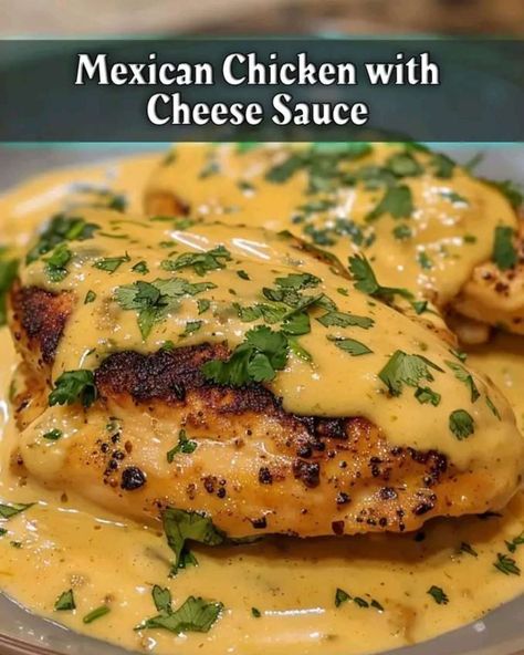 Grandma’s recipes | Mexican Chicken with Cheese Sauce 🌶️🧀🍗 | Facebook Mexican Chicken With Cheese Sauce, Mexican Cheese Sauce, Mexican Dinner, Mexican Cheese, Mexican Chicken, Cheese Sauce, Skinless Chicken Breast, Main Dish Recipes, Chicken Breast