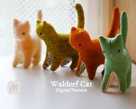 Kitty Sewing Pattern, Pattern Making Tutorial, Cute Sewing Projects, Animal Sewing Patterns, Plushie Patterns, Sewing Stuffed Animals, Felt Cat, Cat Doll, Toy Doll