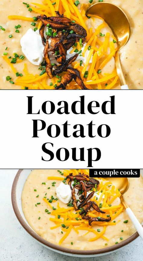 Potato Soup Vegetarian, Vegan Bacon Recipe, Potatoes Soup, Soup Cheese, Vegan Potato Soup, Soup Vegetarian, Loaded Potato Soup, Loaded Baked Potato Soup, Cozy Dinner