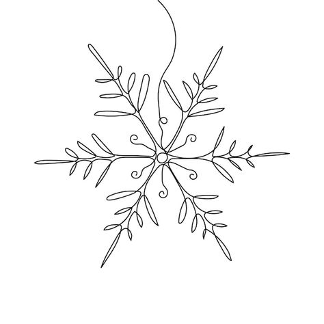 Continuous one-line drawing of a snowfla... | Premium Vector #Freepik #vector #background Line Art Christmas Card, Snowflake Line Drawing, Winter Line Drawing, Line Drawing Christmas Card, Christmas Line Art Simple, Christmas Line Drawings Art, Line Art Drawings Christmas, Snowflake Line Art, Christmas Line Art Drawings