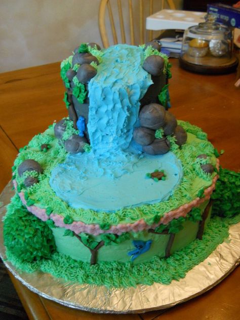 Waterfall Cake, Wild Kratts Party, Piping Gel, Almond Buttercream, Volcano Cake, Beach Cupcakes, Ballet Cakes, Blackberry Sauce, Cupcake Maker