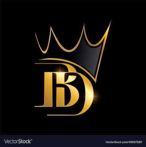 Photo Logo Design Style, Logo With Crown, Bd Logo, Rb Logo, Black Background With Gold, Crown Vector, Db Logo, Ring Logo, Tim Burton Style