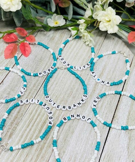 Obx Inspired Gifts, Outer Banks Aesthetic Bracelets, Outer Banks Beaded Bracelets, Outer Banks Party Food Ideas, Obx Outer Banks Party Ideas, Outer Banks Watch Party, Outer Banks Themed Party, John B Bracelets Outer Banks, Pogue Bracelets