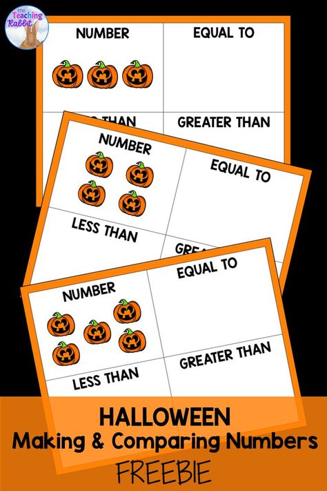 This FREE Halloween Math Center comes with 5 number mats. Students are required to make a number equal to, less than, and greater than the number shown. The numbers are represented by jack-o-lanterns. This hands-on math center can help students with one to one correspondence, counting, and comparing numbers. #halloween #halloweenmathcenter #kindergarten #mathcenters #fallmath #halloweenmath #preK Halloween Math Centers, One To One Correspondence, Teaching Freebies, Greater Than Less Than, Teacher Freebies, Comparing Numbers, Fall Math, Math Tutorials, Learning Printables