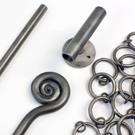 Iron Curtain Rods, Fire Hand, Blacksmith Shop, Curtain Pole, Round Basket, Curtain Rings, Iron Work, Lined Curtains, Curtain Lights