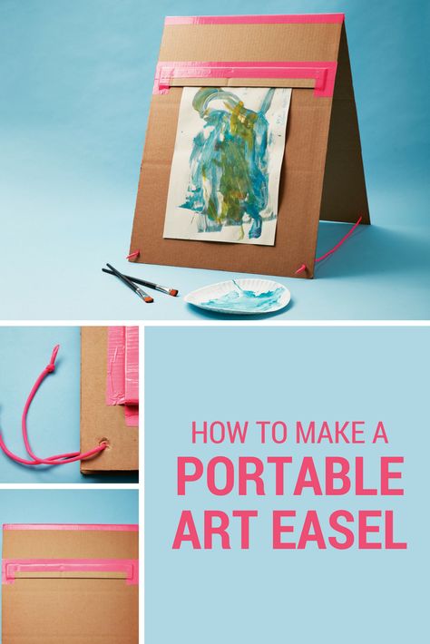 Your mini Monet can have their own art station with this easy DIY cardboard art easel. Easel Diy, Make An Easel, Diy Easel, Kids Easel, Vbs Crafts, Art Easel, Cardboard Art, Crafty Kids, Diy Cardboard