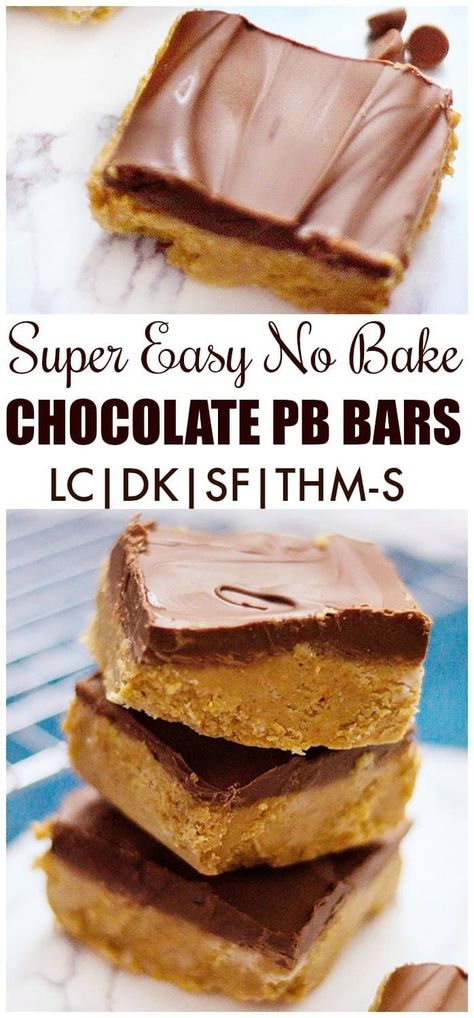 Be sure to CLICK on the photo for FULL recipe! Low Carb Chocolate Peanut Butter Bars- EASY NO BAKE RECIPE! #ketodessert #glutenfreerecipes #ketonobakecookies #ketofatbombs #ketochocolate #sugarfree Pb Bars, Chocolate Peanut Butter Bars, No Bake Recipe, Peanut Butter Snacks, Postre Keto, Low Carb Peanut Butter, Peanut Butter Chocolate Bars, Fat Bomb, Sugar Free Diet