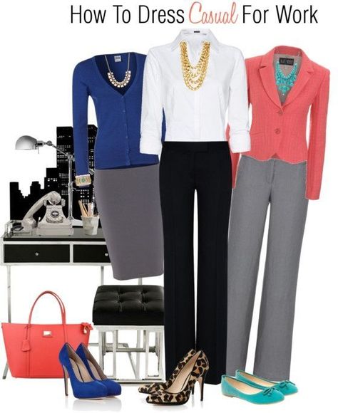 How To Dress Casual For Work ~ Looking professional on a job doesn’t mean you have to wear a suit or dress overly conservative and boring, but dressing casual for work sometimes gets people confused, it certainly doesn’t mean just rolling out of bed and throwing on a sweat shirt. Remember first impressions are lasting impressions. #fashion #style #styleadvice Style Dresses Casual, Dressing Casual, Casual For Work, Types Of Clothes, Neutral Dress, Look Office, Matching Shoes, Clothes And Shoes, Professional Attire