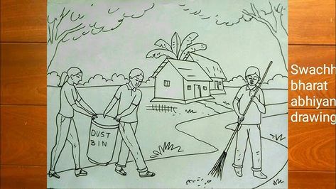 Swachh Bharat Drawing, Swachh Bharat Drawing Ideas, Swachh Bharat, Flag Drawing, Lame Jokes, Unique Drawings, Simple Cartoon, Drawing Images, Art Drawings For Kids