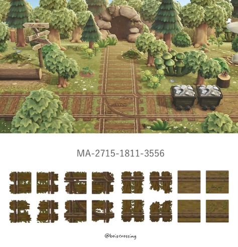 Railroad Animal Crossing, Animal Crossing Railroad Tracks, Acnh Railroad Path, Animal Crossing Wood Path, Acnh Railroad, Acnh Wood Paths, Acnh Western, Acnh Train, Animal Crossing Path