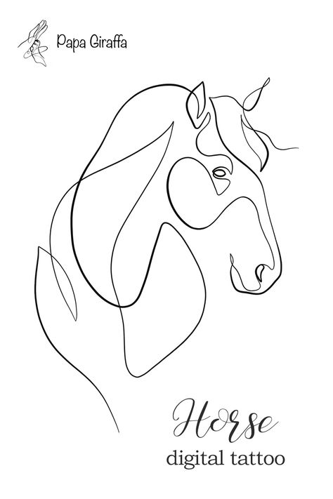 One Line Horse Tattoo, Minimalist Horse Tattoo, Tattoo Printable, Small Horse Tattoo, Horses Logo, Tattoo Horse, Horse Outline, Hand Outline, Dog Line Drawing