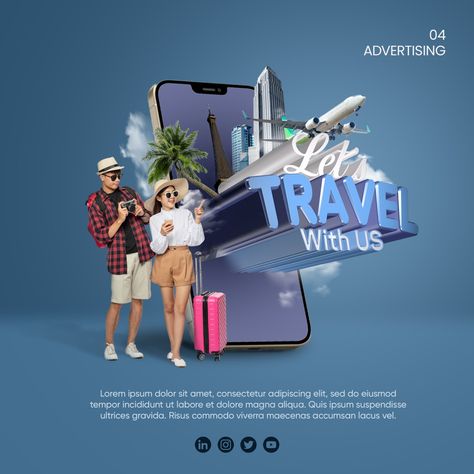 Travel Advertising Design, Banks Ads, Travel Flight, Travel Creative, Travel Advertising, Discount Design, Afrique Art, Flight Booking, Social Media Advertising Design