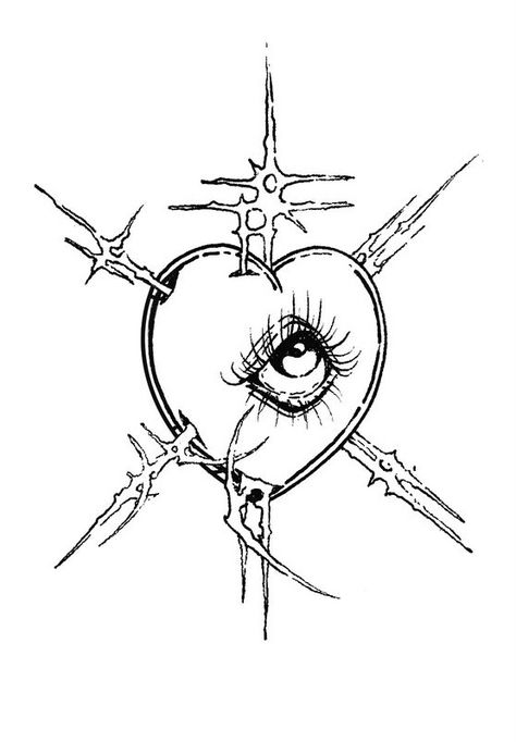 Heart Cybersigil, Heart With Eyes Tattoo, Hopeless Romantic Tattoo, Romantic Tattoo, Sigil Tattoo, Sharpie Tattoos, Tattoo Design Book, Baby Tattoos, Arte Sketchbook