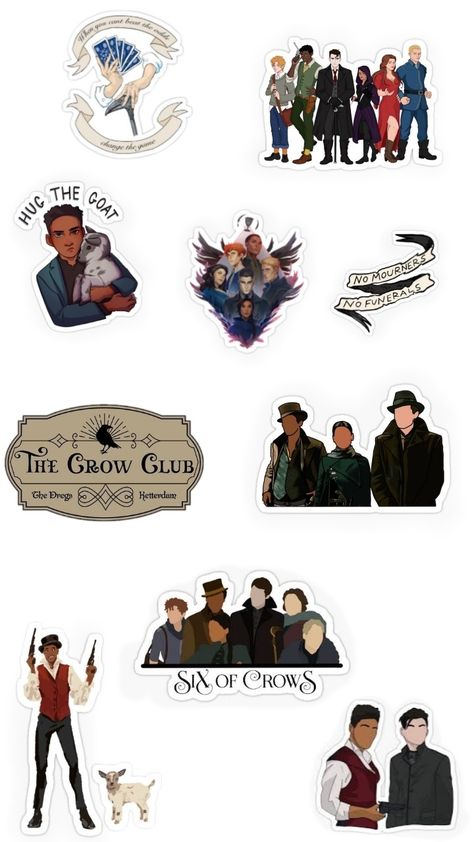 Stickers Six Of Crows Gift Ideas, Six Of Crows Stickers Printable, Six Of Crows Pixel Art, Six Of Crows Room Decor, Six Of Crows Drawing Easy, Six Of Crows Drawing, Six Of Crows Stickers, Shadow And Bone Stickers, Six Of Crows Poster