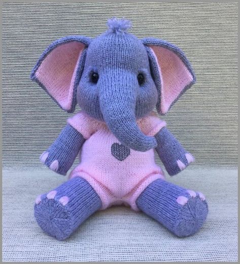 Rainebo - Patterns | LoveCrafts Knitted Elephant, Knitted Stuffed Animals, Baby Flannel, Baby Elefant, Animal Knitting Patterns, Knitting Patterns Toys, 2 Piece Sets, Thread & Yarn, Elephant Pattern