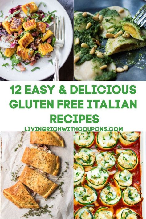 These days Italian Food doesn’t have to equal a carb fest.  There are many lower carb ways you can continue enjoying your favorite Italian dishes without sacrificing flavor. Here are 12 of the best, easy and delicious gluten-free Italian recipes.  #glutenfreeitalianrecipes #glutenfree #italianrecipes Dairy Free Italian Recipes, Gluten Free Italian Recipes, Crockpot Italian Sausage, Vegetarian Italian Recipes, Italian Recipes Appetizers, Gluten Free Italian, Vegetarian Italian, Italian Recipes Traditional, Italian Pasta Recipes