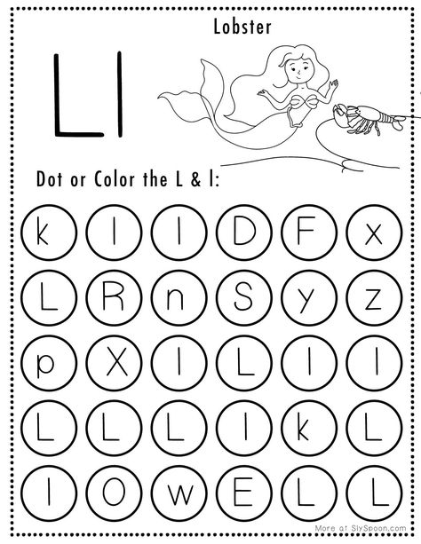 Make learning fun with this enchanting Mermaid-themed Letter L Dot Worksheet! This free printable activity features whimsical illustrations of cute mermaids and challenges children to recognize the L dots. Ideal for preschoolers and kindergarteners, this educational resource promotes letter recognition and fine motor skills development. Don't miss out on this engaging and free mermaid worksheet! #MermaidThemed #FreePrintable #LetterL #DotWorksheet #LetterLWorksheets Letter Ll Worksheets Free Printable, Letter L Worksheet, Letter L Activities For Preschool, Letter L Worksheets, Letter L Crafts, Alphabet Practice Worksheets, Prek Teacher, Dot Worksheets, Alphabet Practice