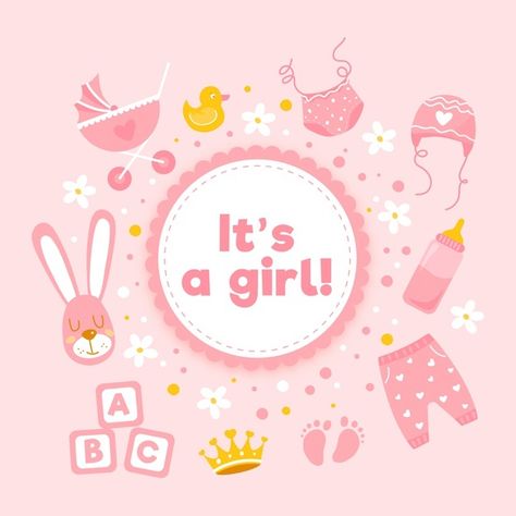 Baby shower girl background with toys | Free Vector #Freepik #freevector #background #baby #party #template Baby Shower Simple, Shower Background, Baby Shower Background, Idee Babyshower, Background Baby, Happy Pregnancy, Baby Elefant, Its A Girl