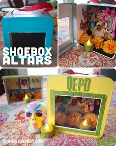 Easy-to-Make #DayoftheDead Mini Altars and Shrines #diadelosmuertos Shoebox Altar, Day Of The Dead Crafts, Diy Day Of The Dead, Day Of The Dead Diy, Dia De Los Muertos Decorations Ideas, Den Mrtvých, Day Of The Dead Party, Altar Ideas, Mini Altar