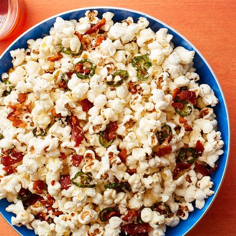 Jalapeño Popcorn, Jalapeno Popcorn, Bacon Popcorn, Cheese Popcorn, Popcorn Recipe, Stuffed Jalapenos With Bacon, Guy Fieri, Popcorn Recipes, Smoked Bacon