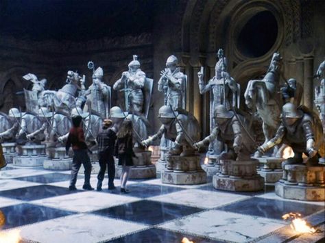 Harry potter chessboard scene Harry Potter Chess Board, Harry Potter Chess Set, Harry Potter Chess, Wizard Chess, Chess Tactics, Chess Strategies, Harry Potter Wizard, The Sorcerer's Stone, Harry Potter Film