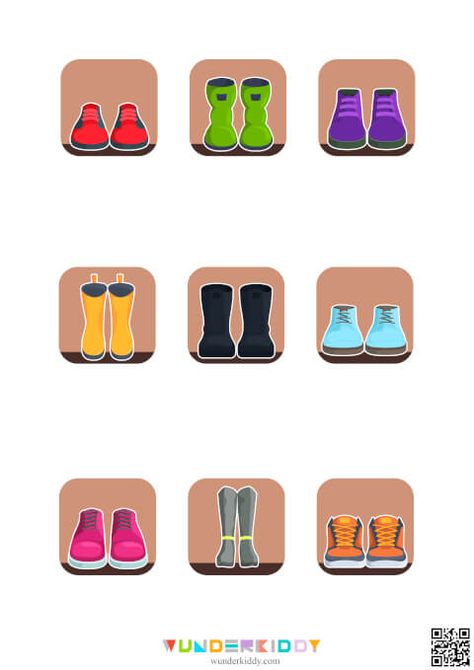 Printable Shoes Color Match Pattern Activity for Kindergarten Shoe Crafts For Toddlers, Fun Activities For Preschoolers, Pattern Activities, Shoe Crafts, Logical Thinking, Toddler Art, Learning Colors, Toddler Learning Activities, Fathers Day Crafts