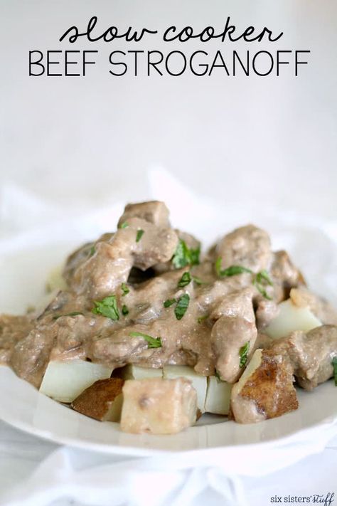 Stroganoff Crockpot, Slow Cooker Beef Stroganoff Recipe, Instant Pot Beef Stroganoff, Beef Stroganoff Recipe, Beef Stroganoff Easy, Slow Cooker Beef Stroganoff, Six Sisters Stuff, Easy Freezer Meals, Six Sisters