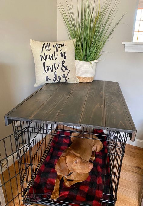 https://www.etsy.com/listing/799891992/dog-crate-topper-smmed?ga_order=most_relevant&ga_search_type=all&ga_view_type=gallery&ga_search_query=dog+crate+topper+wood&ref=sr_gallery-1-1&organic_search_click=1 Dog Crate Topper Diy, Dog Corner Ideas, Dog Crate Topper, Crate Topper, Dog Crate Table, Kennel Ideas, Storage Corner, Diy Dog Crate, Puppy Room