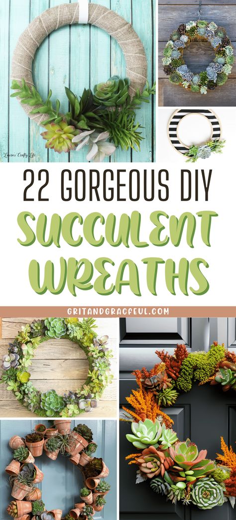 Live Wreath Diy, Fall Succulent Wreath, Succulent Wreath Ideas, Live Succulent Wreath, How To Make A Succulent Wreath, Artificial Succulent Arrangements Diy, Christmas Succulent Wreath, Succulent Crafts Diy, Diy Wreaths For Front Door All Year