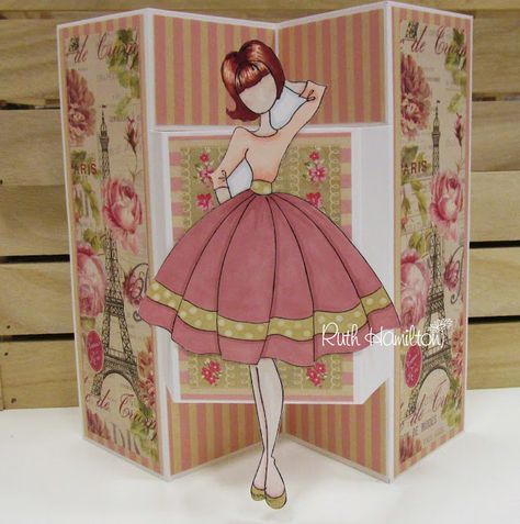 A Passion For Cards Paper Ballerina, Prima Paper Dolls, Prima Doll Stamps, Paper Doll Craft, Screen Cards, Julie Nutting, Scrapbooking Stamps, Stamp Projects, Shaped Cards