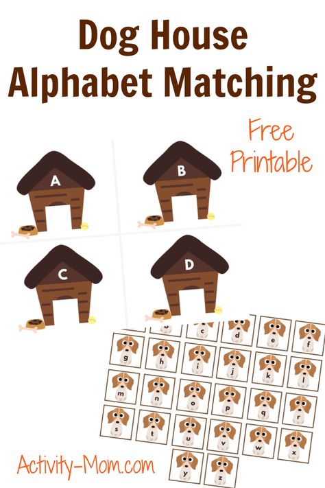 The Activity Mom - Dog Alphabet Matching Activity (free printable) - The Activity Mom Pet Small Group Activities, Preschool Pets, Vowel Sounds Activities, Dog Alphabet, Pet Care Printables, D Is For Dog, Preschool Patterns, Dog Match, Pets Preschool Theme