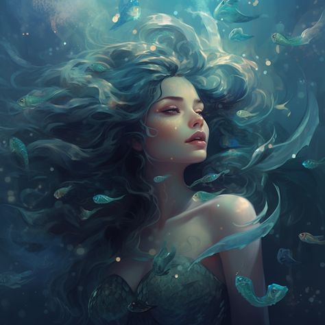 #siren #art #digitalart #ai #mermaid #blue Sea Goddess Fantasy Art, Mermaid Portrait Art, Mermaid With Blue Hair, Mermaid Siren Fantasy Art, Siren Fantasy Art Dark Mermaid, Blue Hair Mermaid Art, Fantasy Siren Art, Dnd Siren Character Art, Siren Art Beautiful