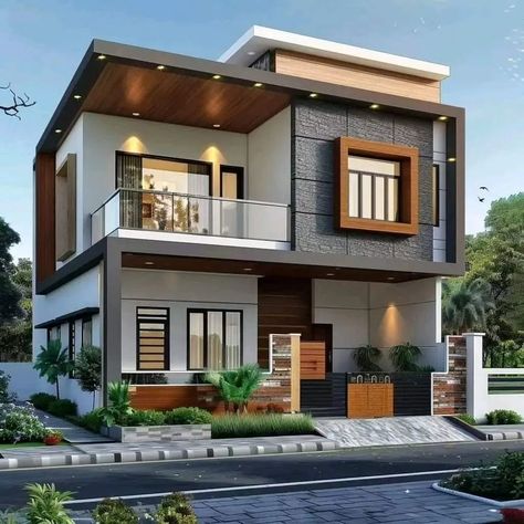 35 Modern Exterior House Designs: Stunning Ideas and Trends Duplex Elevation, Modern Exterior House, Indian House Design, Morden House, Diy Nativity, Small House Elevation, Small House Layout, Small House Elevation Design, Indian Home Design