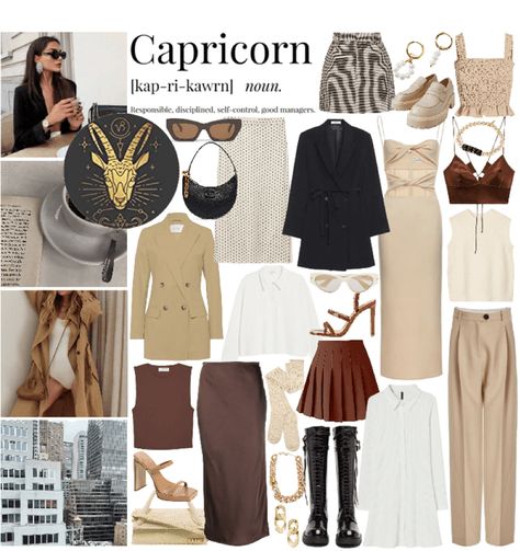 Capricorn Rising Outfits, Capricorn Clothes, Capricorn Aesthetic Outfit, Capricorn Outfits Aesthetic, Capricorn Midheaven, Capricorn Outfits, Astrology Outfits, Capricorn Core, Capricorn Fashion