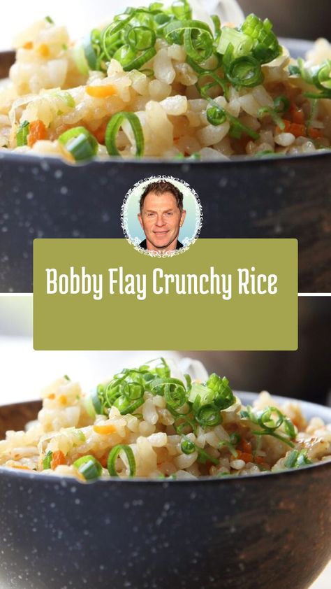 This easy Bobby Flay Crunchy Rice is a simple yet satisfying side dish with a crispy, golden bottom and tender rice inside. Made with coconut milk and fresh scallions, it’s a perfect way to elevate your meal with bold flavors and texture. Serve it as a side or enjoy it on its own for a unique twist. Bobby Flay Crispy Rice, Bobby Flay's Crispy Rice, Bobby Flay Crispy Rice Recipe, Rice Crispies Recipe, Crunchy Rice, Rice Sides, Bobby Flay Recipes, Cauliflower Gratin, Grilled Pork Tenderloin