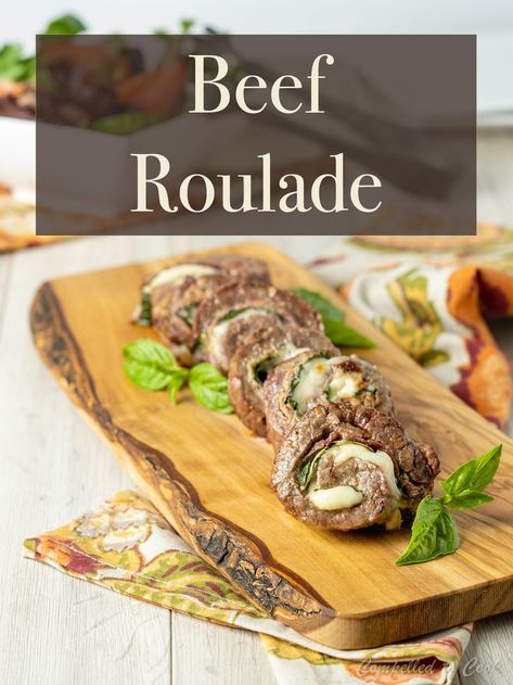 Beef Roulade is a simple yet impressive entree of beef flank steak rolled with prosciutto, basil and provolone and grilled to perfection. #compelledtocook #beef #flanksteak #meat #steak #entree #entertaining #basil #provolone #prosciutto #glutenfree #cooking #food #foodblog #grilling #dinner Flank Steak Rolls, Beef Roulade, Summer Dinner Recipes Grill, Beef Roll Ups, Steak Dinner Sides, Roulade Recipe, Steak Rolls, Beef Flank Steak, Beef Flank