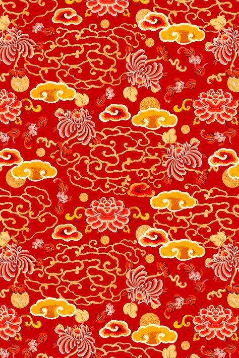 Chinese gold traditional cloud pattern psd background | free image by rawpixel.com / manotang Red Chinese Background, Chinese Patterns Traditional, Chinese Pattern Design, Gold Vector, Chinese Ornament, Chinese Gold, Chinese Background, Chinese Fabric, Cloud Illustration