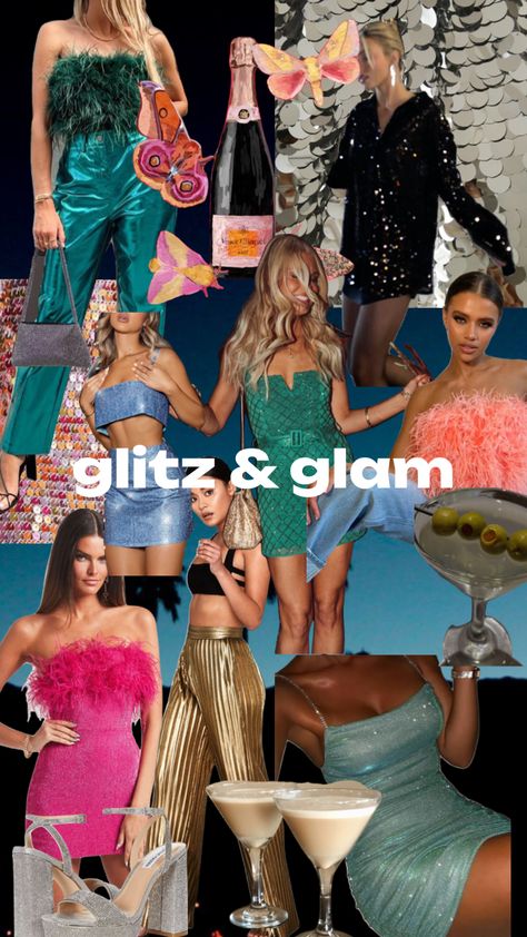 #myfirstshuffle Glitz And Glamour Party Outfit, Bachelorette Destination Ideas, Glitz And Glam Party Outfit, Glitz And Glam Bachelorette Party, Glitter Tops Outfit, Glitz And Glamour Party, Glam Party Outfit, Miami Outfit, Debut Photoshoot