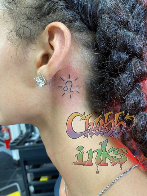 Leo Tattoo Behind Ear, Southern Tattoos, Leo Sign Tattoo, Leo Tattoo, Florida Tattoos, Tattoo Behind Ear, Sign Tattoo, Hidden Tattoos, Stick N Poke