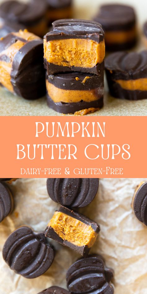 Halloween Treats Ideas Gluten Free, Chocolate Pumpkin Recipes, Halloween Treat Healthy, Healthier Halloween Treats, Pumpkin Chocolate Recipes, Dairy Free Halloween Appetizers, Recipes With Pumpkin Butter, Healthy Dark Chocolate Recipes, Pure Pumpkin Recipes Easy