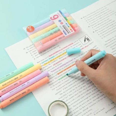 💖 6Pcs/set Pastel Color Macaron Highlighter Pen Marker Pens Fluorescent Pen Drawing Highlighters Cute Stationery School Supplies 💖 by Samag Shop At cheap price 🤑 Shop now 🛍️ at https://tinyurl.com/2h34nwlx Cute Stationery School Supplies, Cute Markers, Pen Highlighter, Stationery School Supplies, Stationery School, Highlighter Pen, Cute Stationery, Marker Pen, Pen Drawing