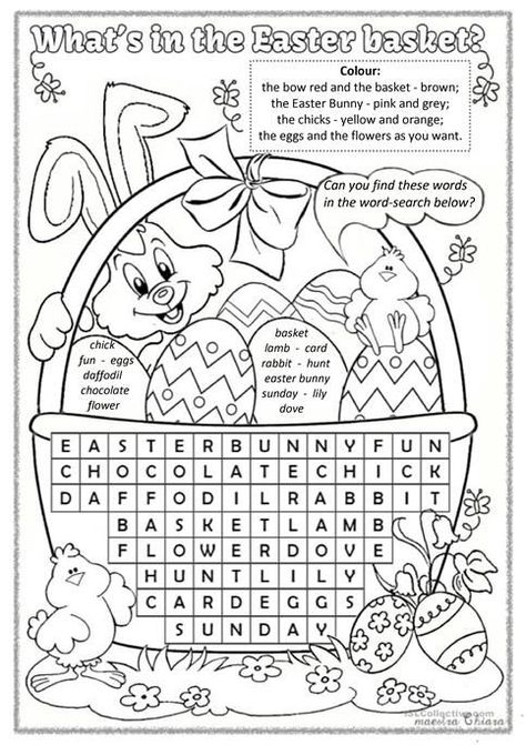 Here's a funny activity for ESL students to practice Easter vocabulary. Ingles Kids, Easter Symbols, Easter Classroom, Easter Worksheets, Easter Activity, Word Challenge, Chocolate Easter Bunny, Hello Kitty Coloring, Easter Coloring Pages