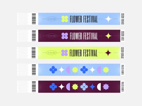 Concert Wristband Design, Festival Wristband Design, Wristband Design Ideas, Concert Wristband, Festival Wristbands, Wristband Design, Flower Festival, Graphic Elements, Live Colorfully