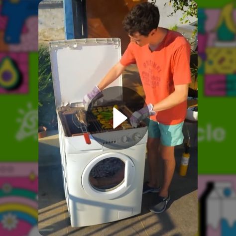 Washing Machine Makeover, Washing Machine Tub Ideas, Old Washing Machine Ideas, Diy Washing Machine, Electronic Waste Recycling, Washing Machine Motor, Upcycling Recycling, Old Washing Machine, Washing Machine Drum