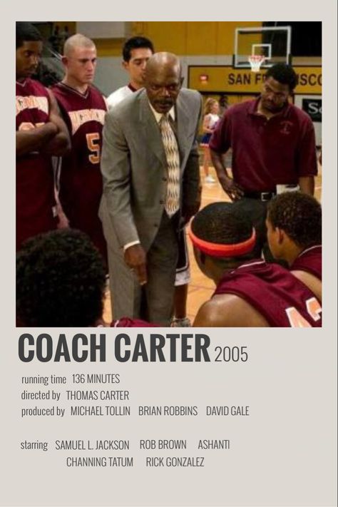 Coach Carter Poster, Coach Carter Movie Poster, Coach Carter Wallpaper, Sports Movie Poster, Black Love Movies, Black Movies, Polaroid Movie Poster, Movie Character Posters, Coach Carter